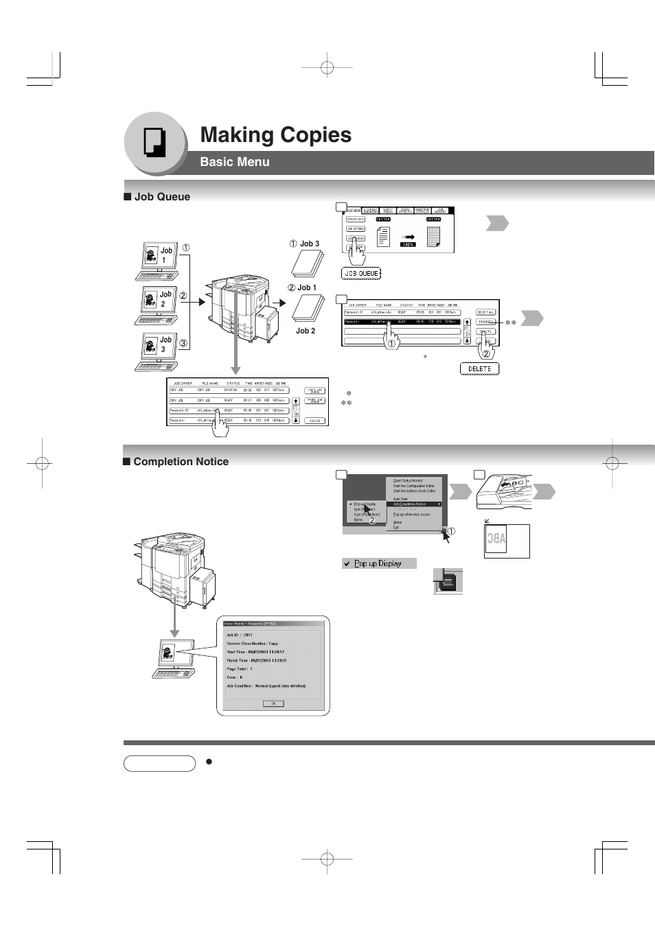 Making copies, Basic menu | Panasonic 4520 User Manual | Page 36 / 96