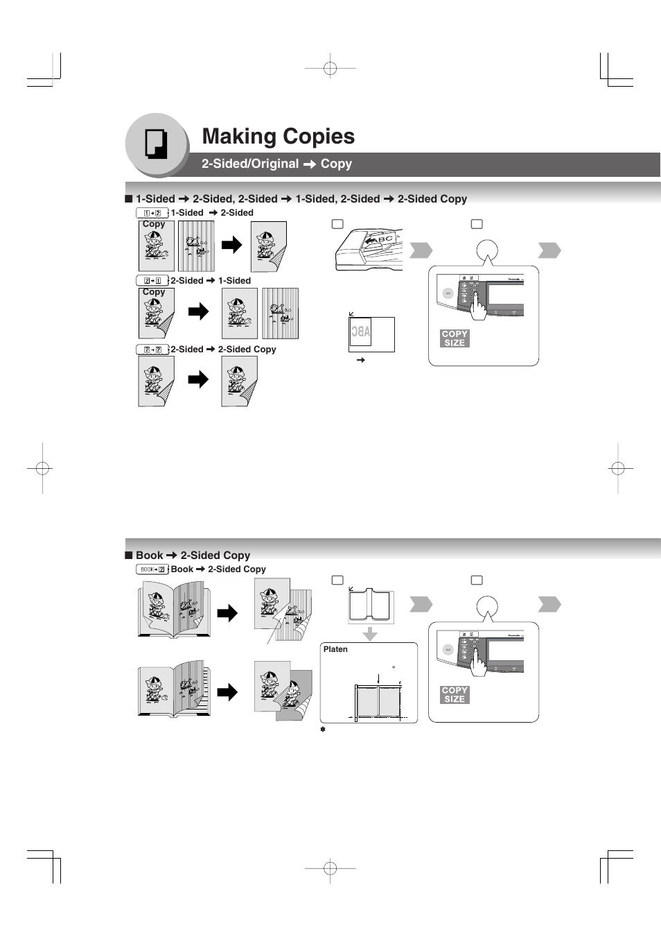 Sided/original copy, Making copies | Panasonic 4520 User Manual | Page 38 / 96