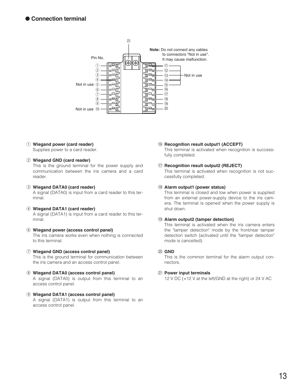 Connection terminal | Panasonic BM-ET300AE User Manual | Page 13 / 35