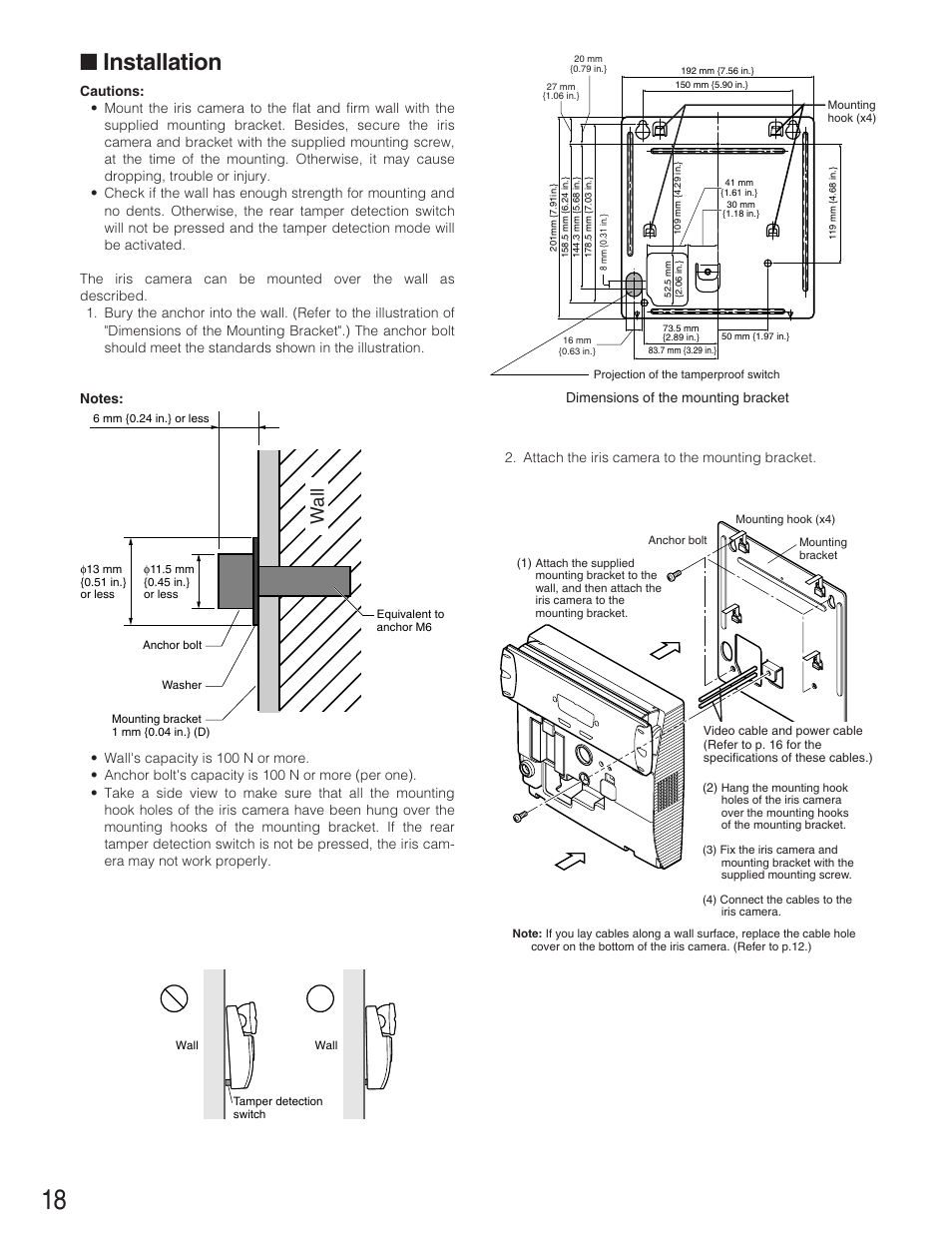 Installation, Wa ll | Panasonic BM-ET300AE User Manual | Page 18 / 35