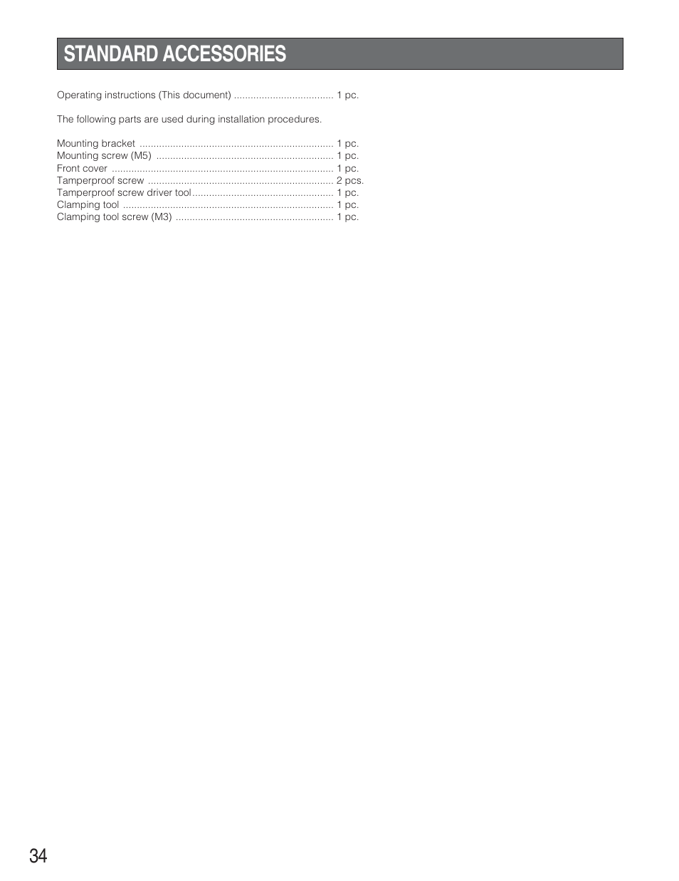 Standard accessories | Panasonic BM-ET300AE User Manual | Page 34 / 35