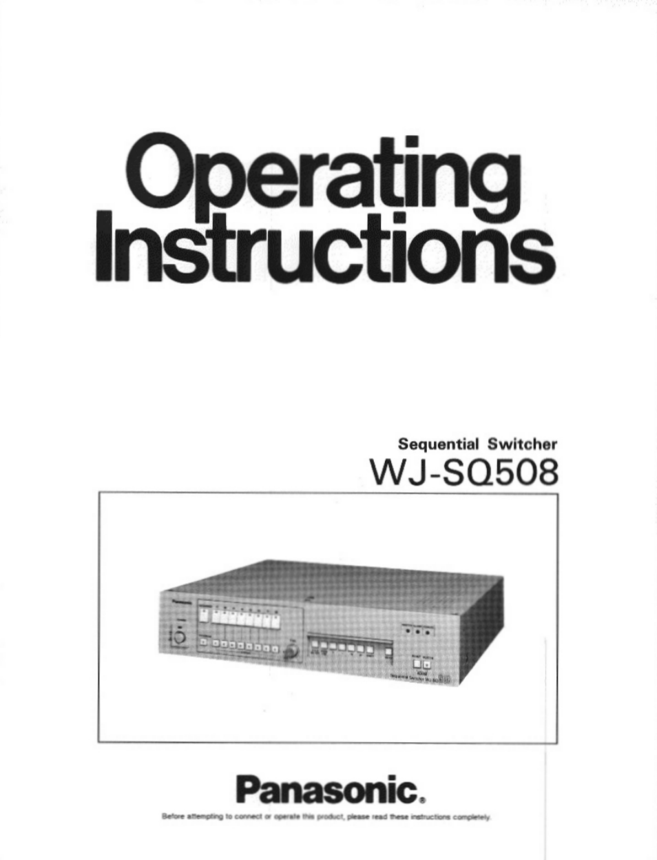 Panasonic WJ-SQ508 User Manual | 29 pages