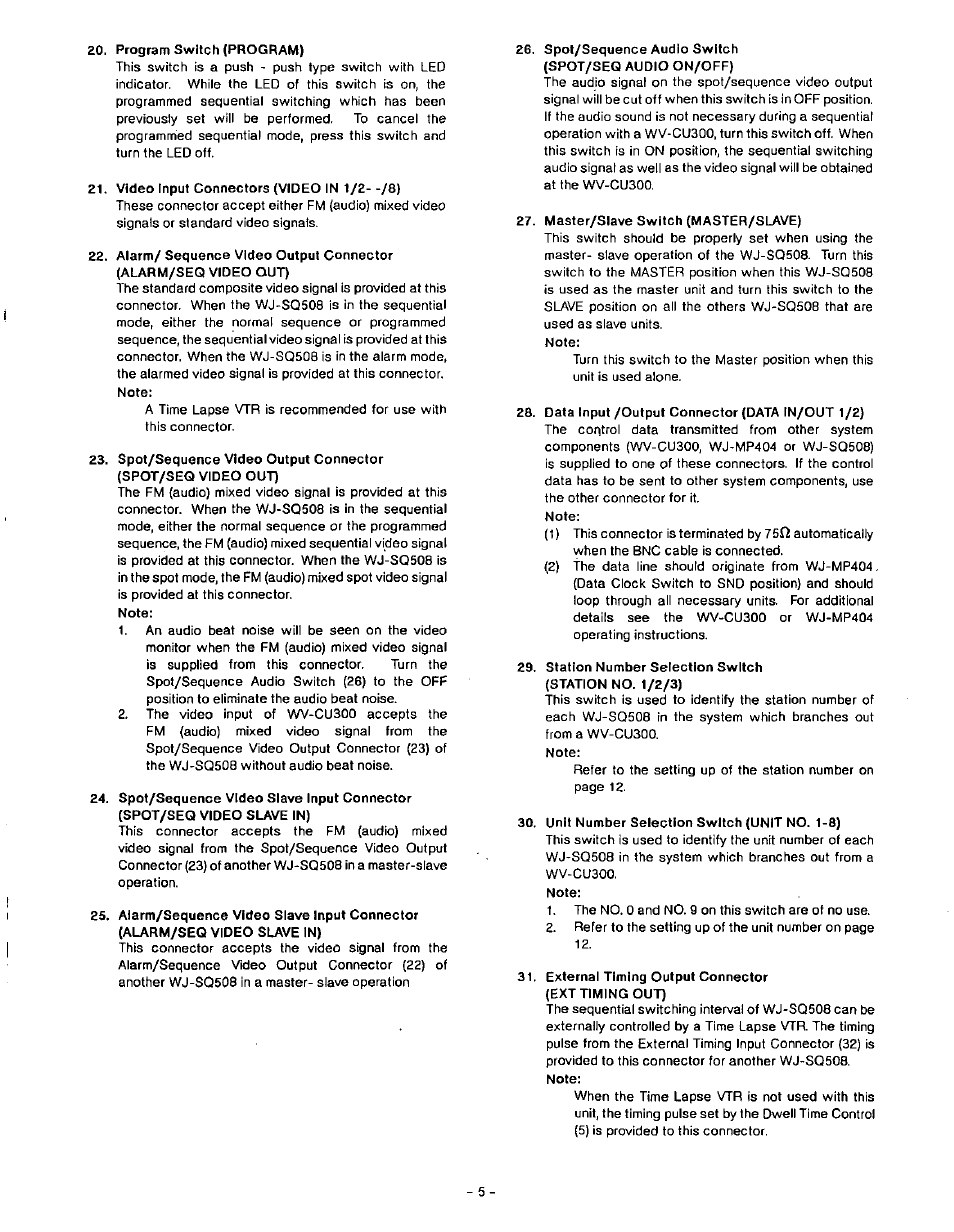 Panasonic WJ-SQ508 User Manual | Page 6 / 29