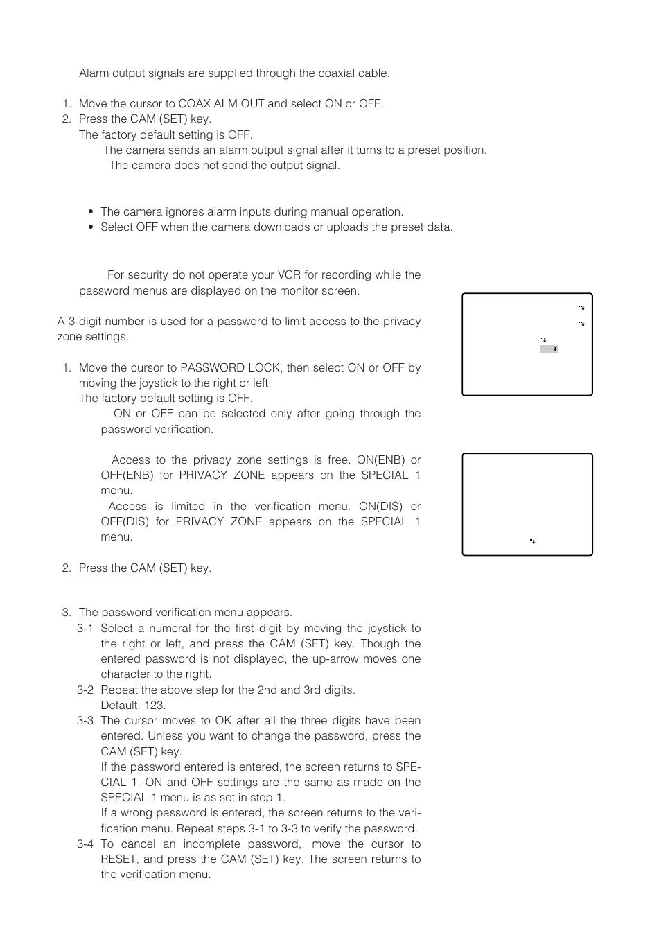 Password lock (password lock) | Panasonic WV-CW864 User Manual | Page 32 / 60