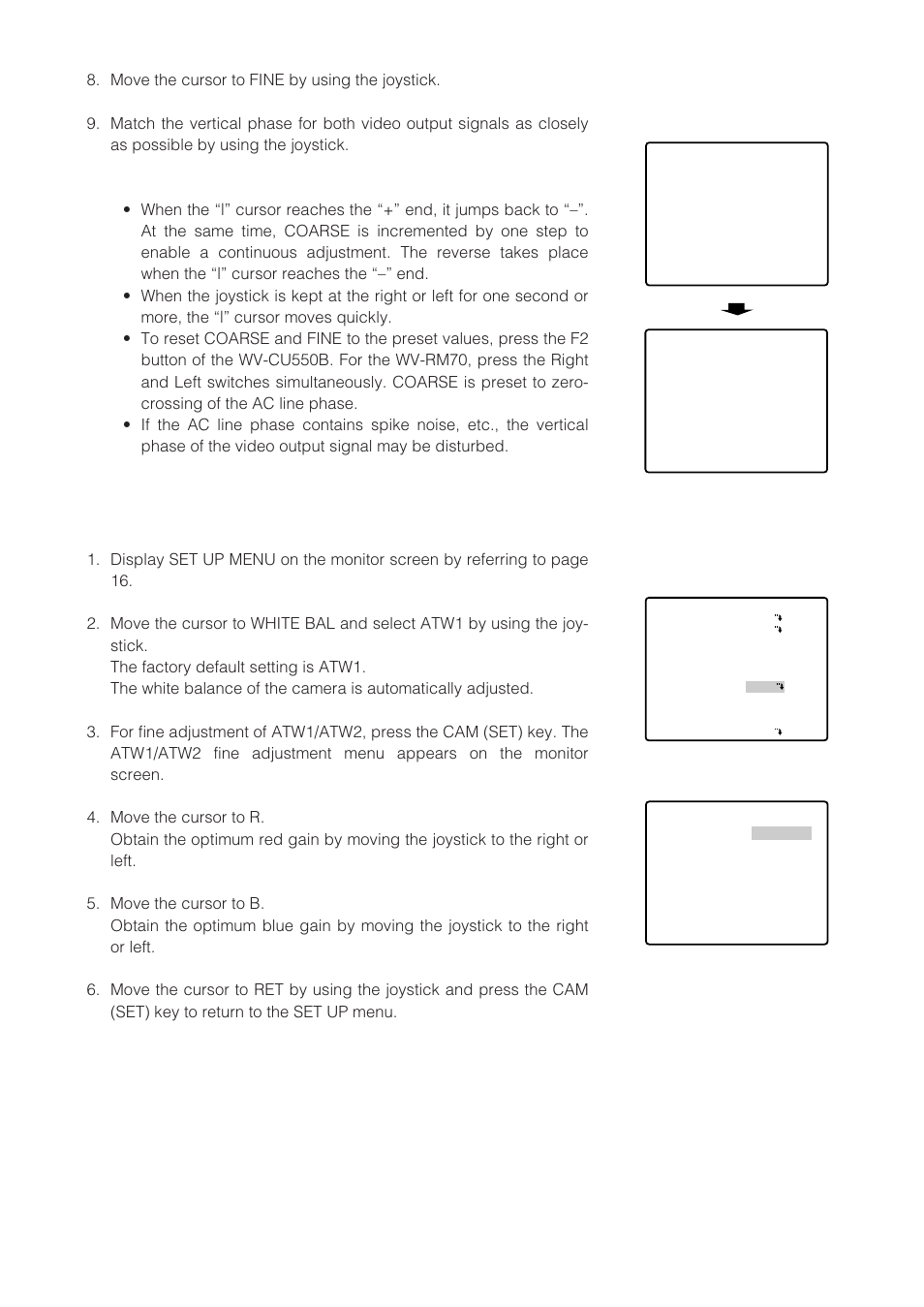 White balance (white bal) | Panasonic WV-CW864 User Manual | Page 40 / 60