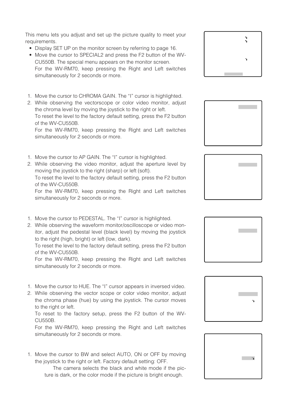 Special 2 menu (special2) | Panasonic WV-CW864 User Manual | Page 44 / 60