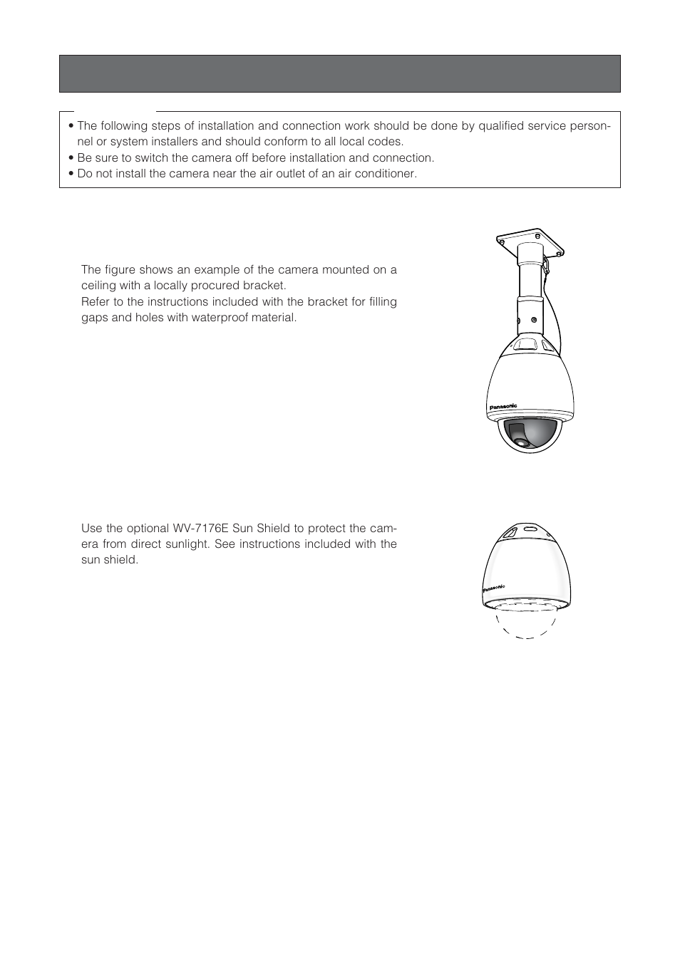 Installation, Mounting the camera | Panasonic WV-CW864 User Manual | Page 48 / 60