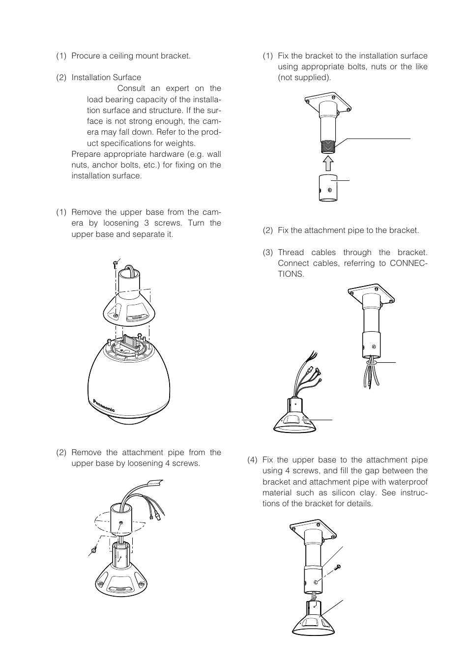 Preparations, Disassembling the camera, Mounting the bracket | Panasonic WV-CW864 User Manual | Page 49 / 60