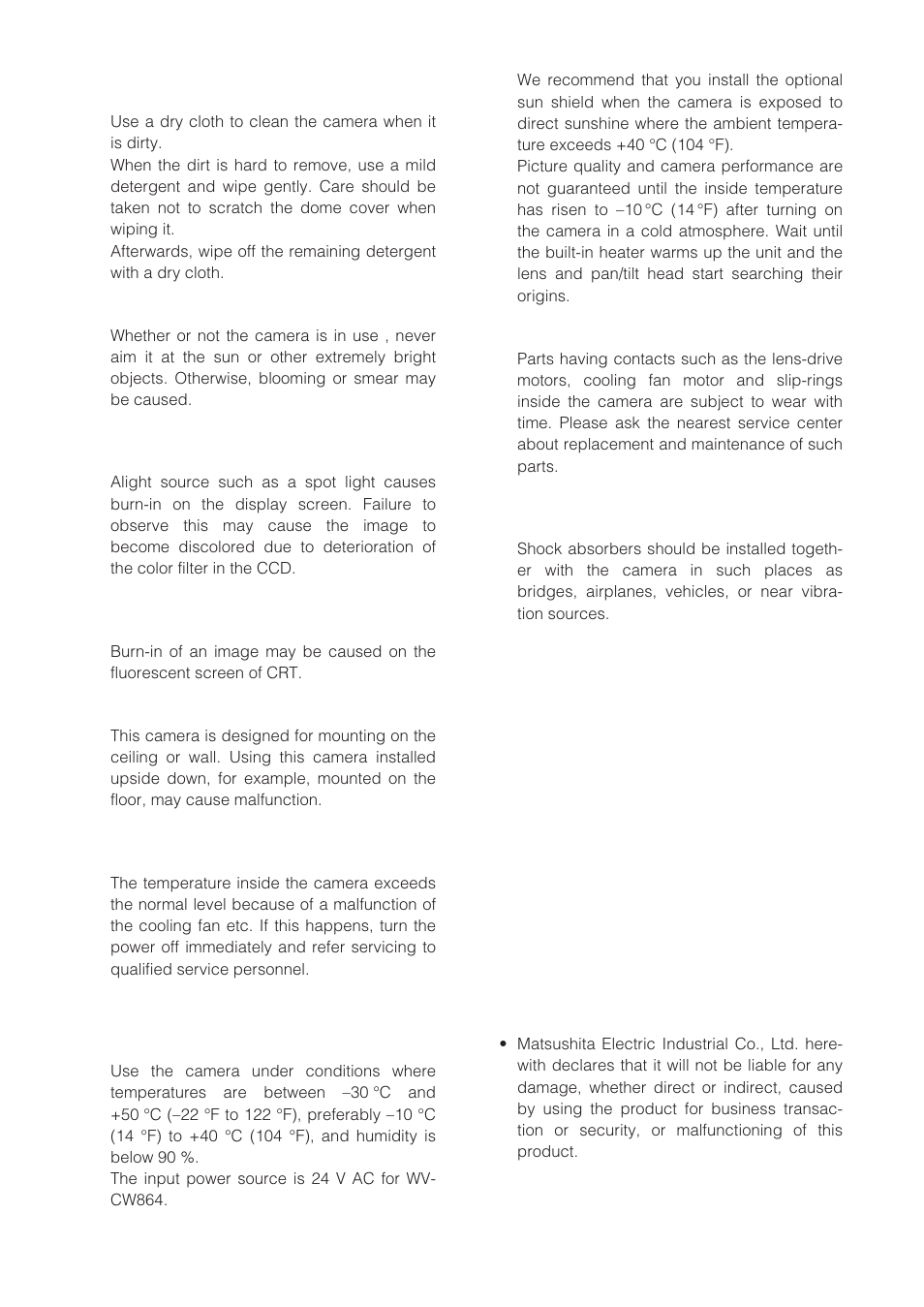 Panasonic WV-CW864 User Manual | Page 6 / 60