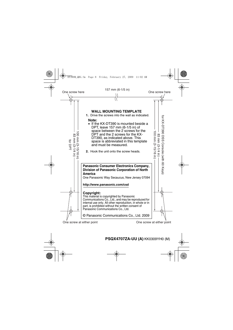 Panasonic KX-DT390 User Manual | Page 8 / 8