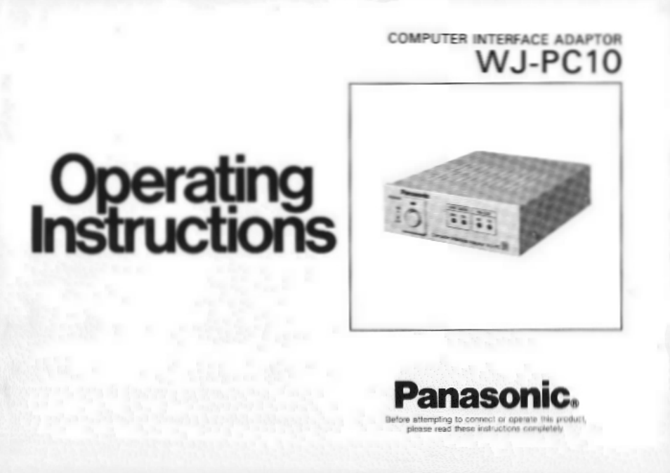 Panasonic WJ-PC10 User Manual | 24 pages