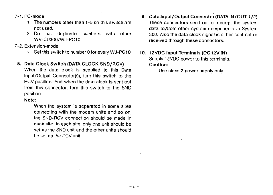 Panasonic WJ-PC10 User Manual | Page 7 / 24