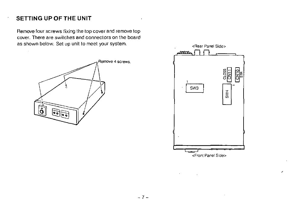 Setting up of the unit | Panasonic WJ-PC10 User Manual | Page 9 / 24