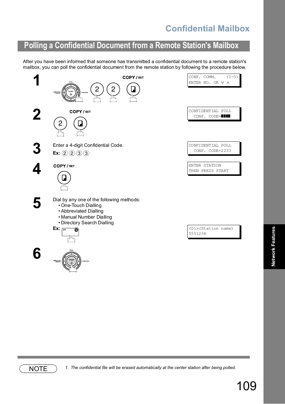 Confidential mailbox | Panasonic UF-5100 User Manual | Page 109 / 156