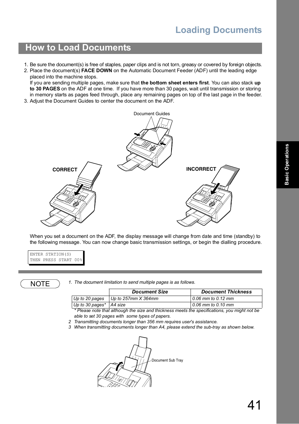 How to load documents, Changing or erasing the program key settings, Loading documents | Panasonic UF-5100 User Manual | Page 41 / 156