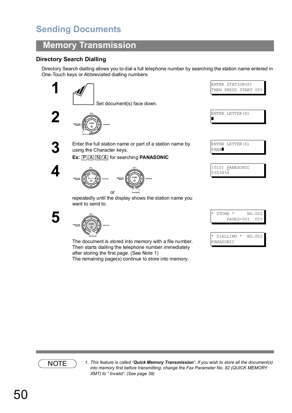 Sending documents | Panasonic UF-5100 User Manual | Page 50 / 156