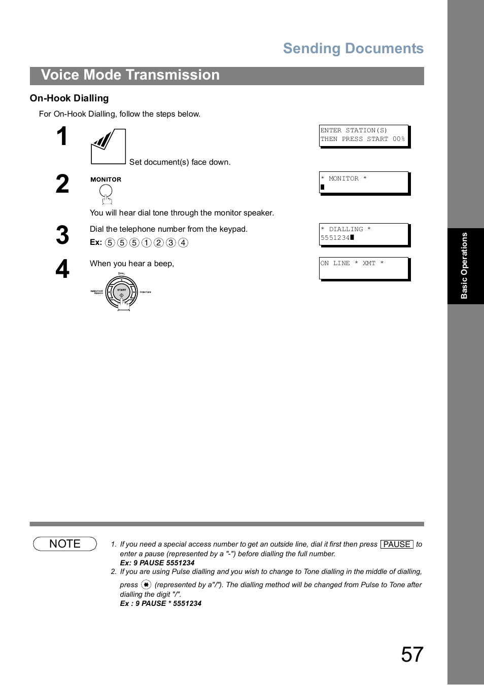 Sending documents, Voice mode transmission | Panasonic UF-5100 User Manual | Page 57 / 156