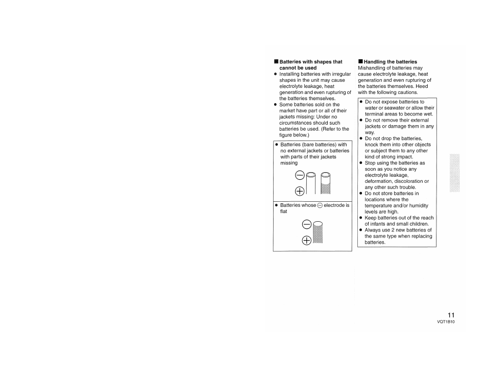 I batteries with shapes that cannot be used, Handling the batteries | Panasonic LUMIX DMW-FL360 User Manual | Page 11 / 60