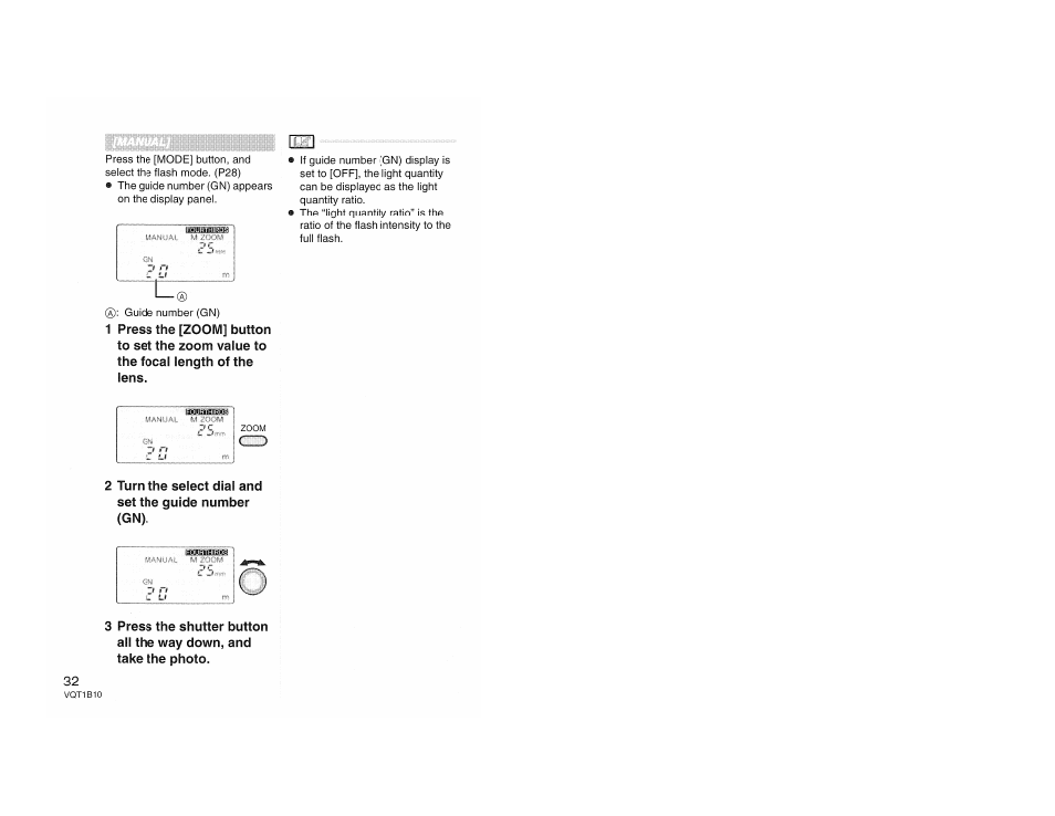 3 press the shutter button all the way down, and, 2 turn the select dial and set the guide number, Take the photo. 32 | Panasonic LUMIX DMW-FL360 User Manual | Page 32 / 60