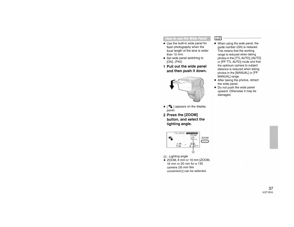 Pull out the wide panel and then push it down | Panasonic LUMIX DMW-FL360 User Manual | Page 37 / 60