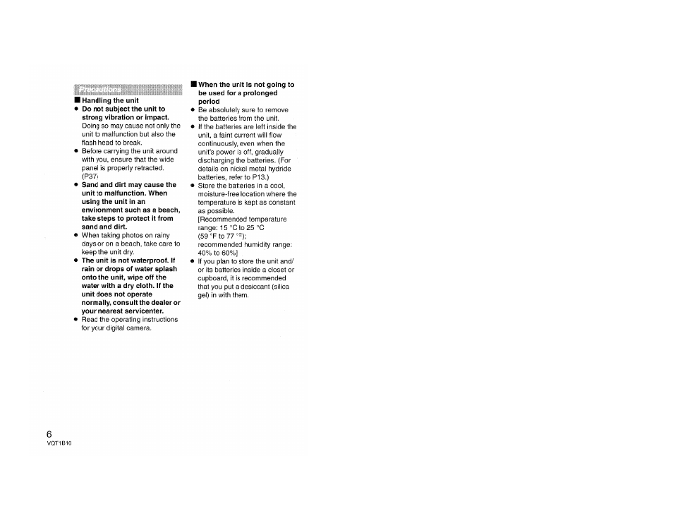 Handling the unit | Panasonic LUMIX DMW-FL360 User Manual | Page 6 / 60