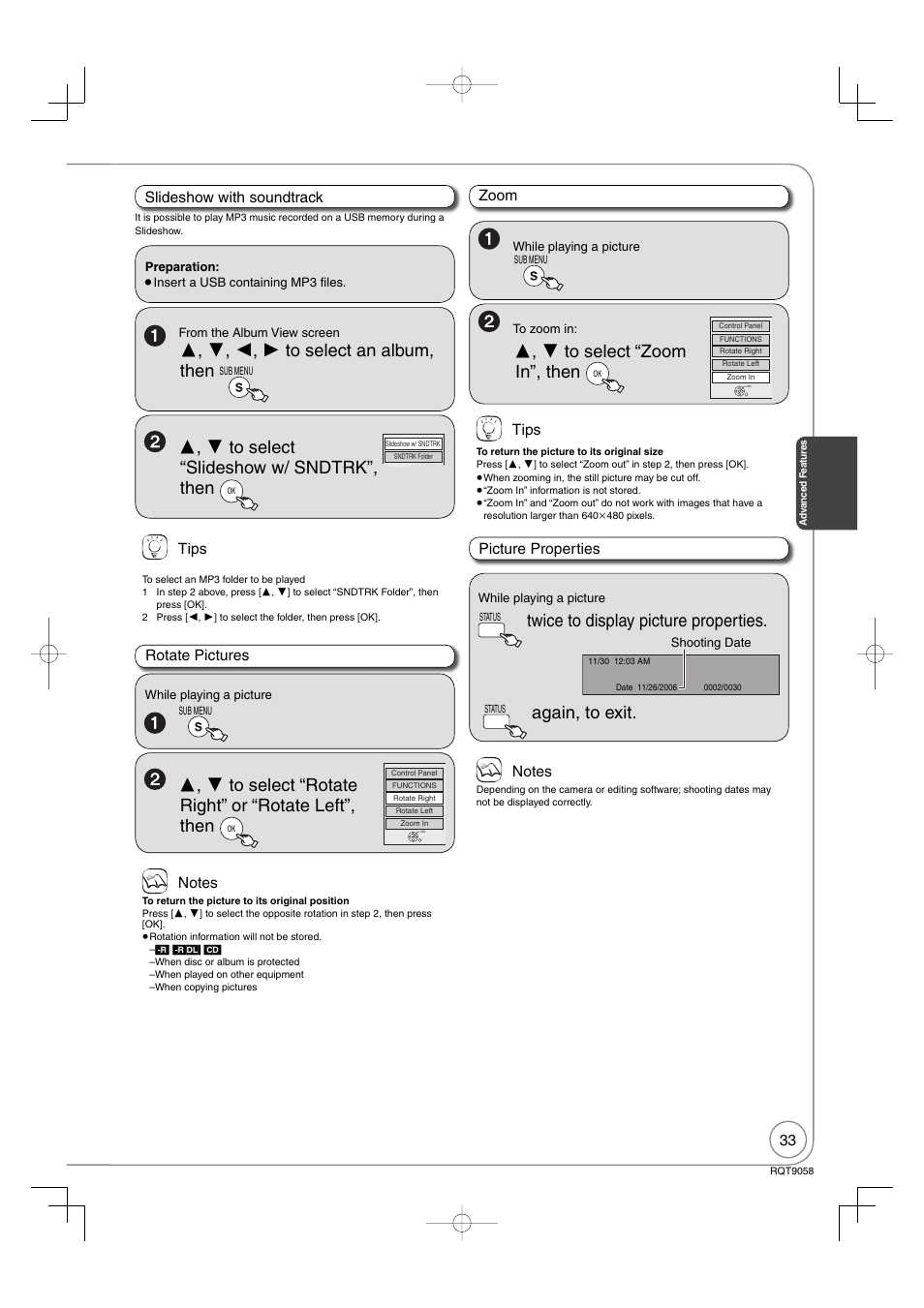 Twice to display picture properties, Again, to exit | Panasonic DIGA DMR-EA38V User Manual | Page 33 / 92