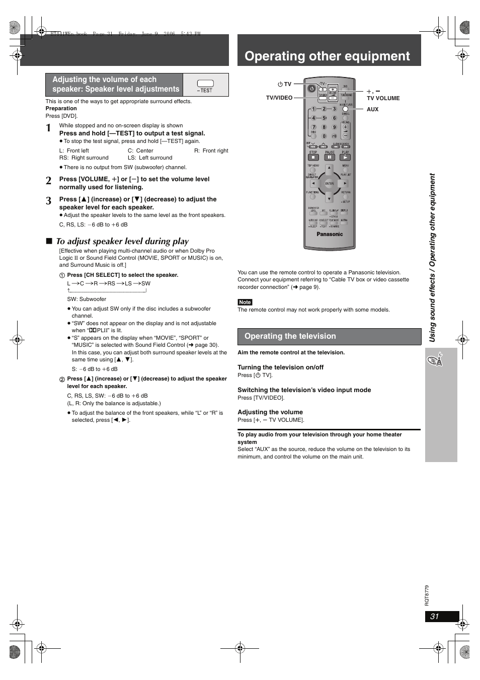 Operating other equipment | Panasonic SC-HT441W User Manual | Page 31 / 40