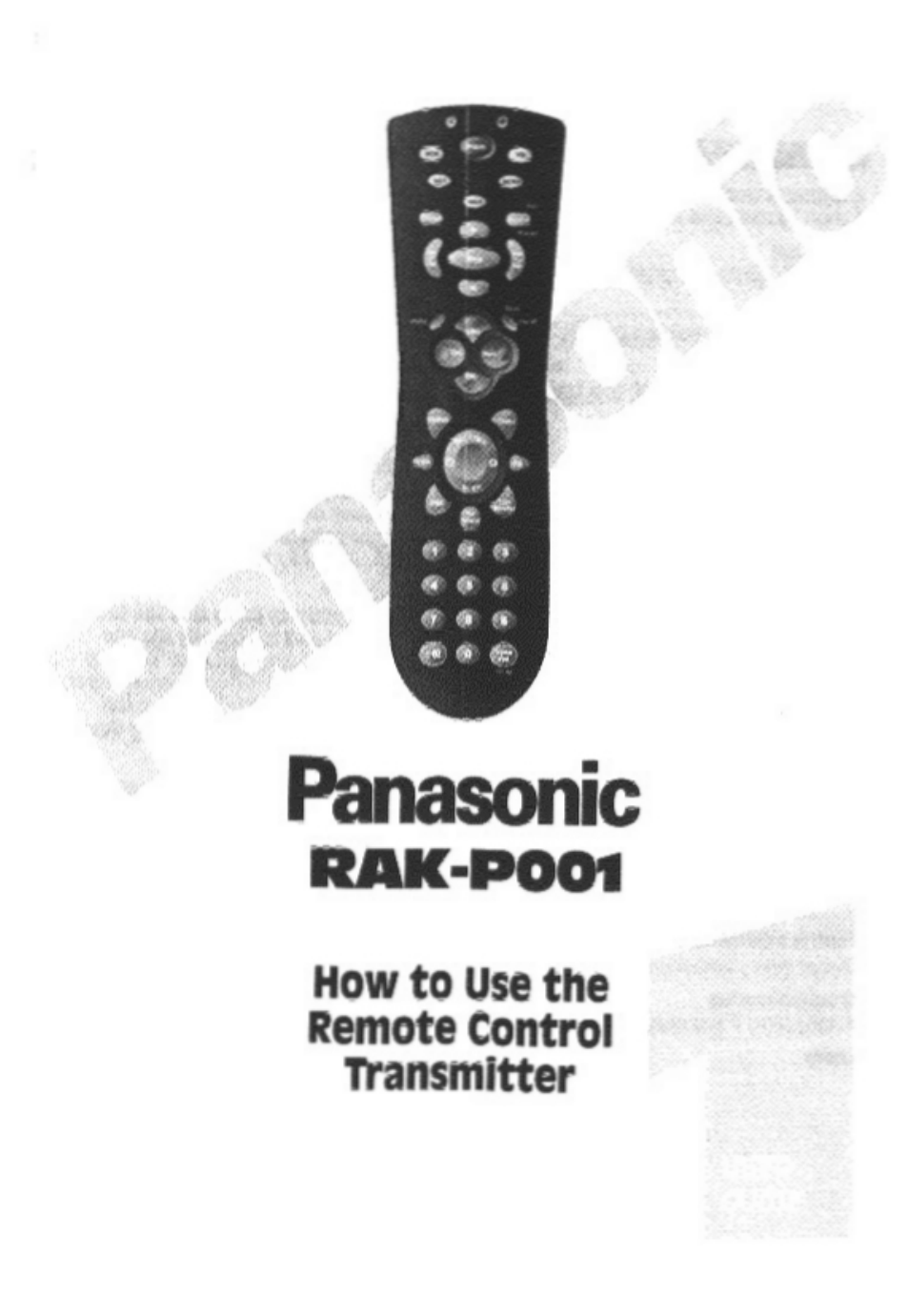 Panasonic RAK-P001 User Manual | 28 pages