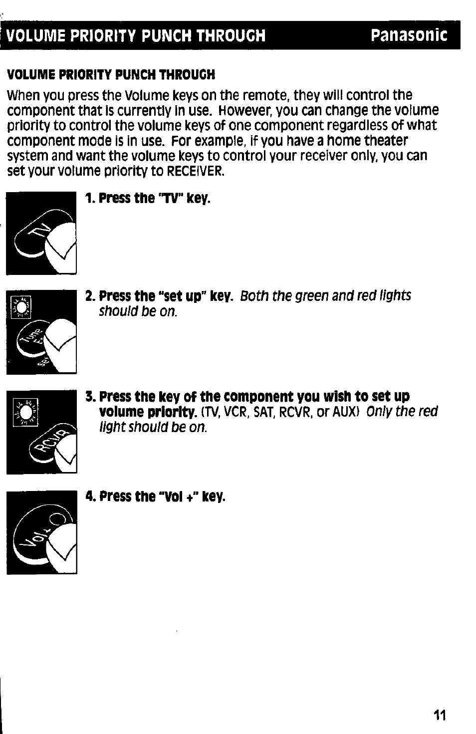 Volume priority punch through panasonic | Panasonic RAK-P001 User Manual | Page 11 / 28