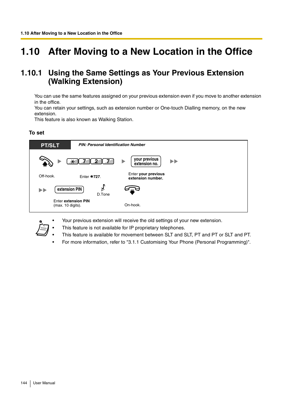 10 after moving to a new location in the office | Panasonic HYBRID IP-PBX KX-TDA30 User Manual | Page 144 / 232