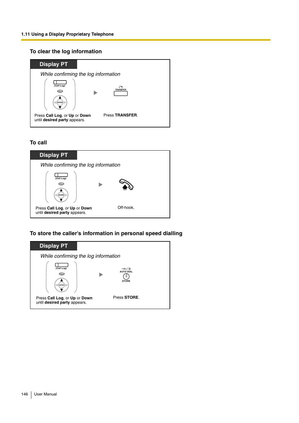 Display pt, While confirming the log information | Panasonic HYBRID IP-PBX KX-TDA30 User Manual | Page 146 / 232