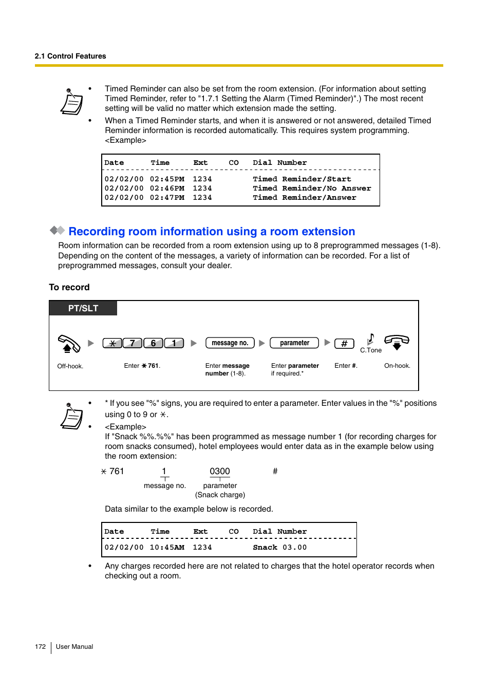 Recording room information using a room extension | Panasonic HYBRID IP-PBX KX-TDA30 User Manual | Page 172 / 232