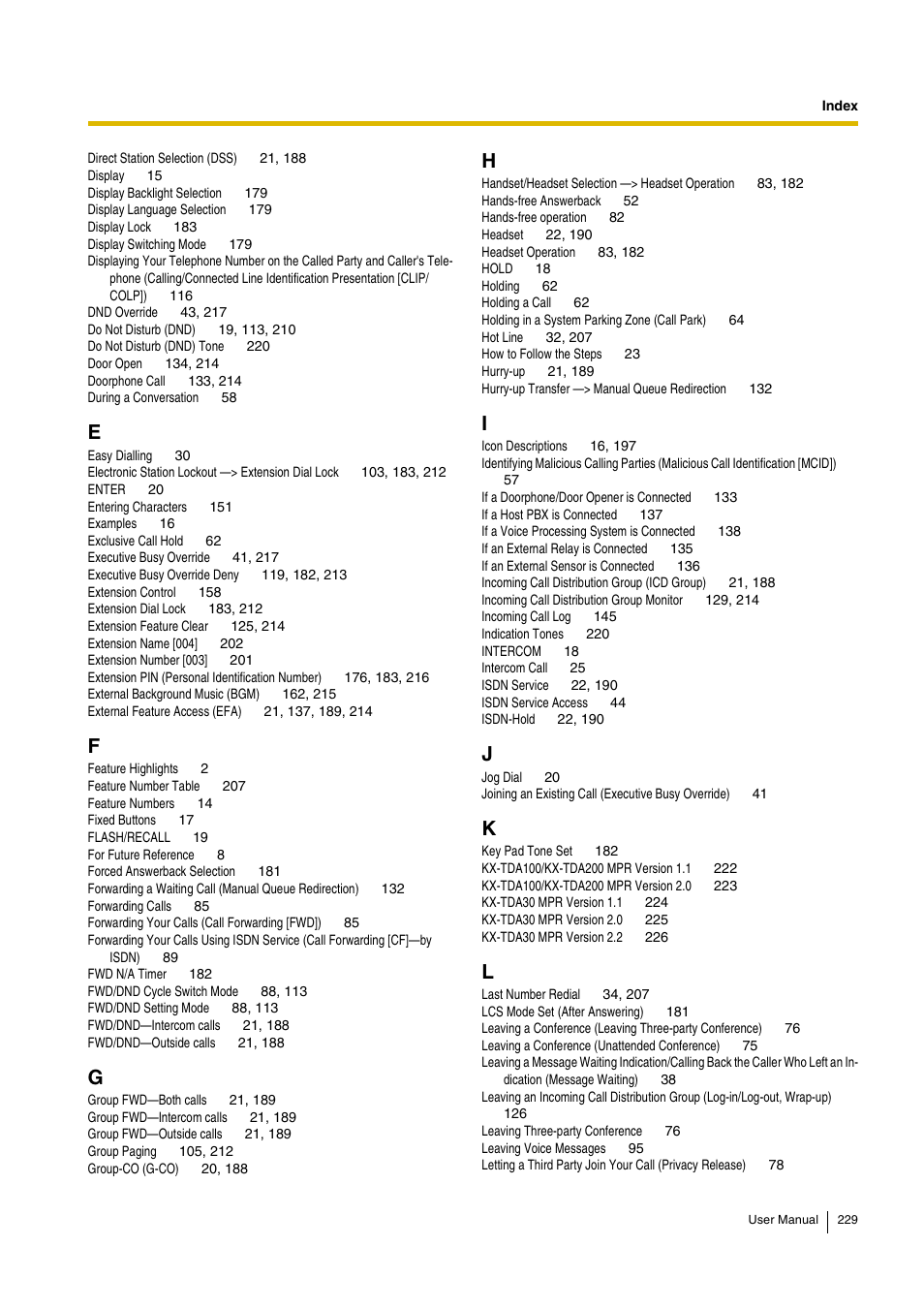 Panasonic HYBRID IP-PBX KX-TDA30 User Manual | Page 229 / 232