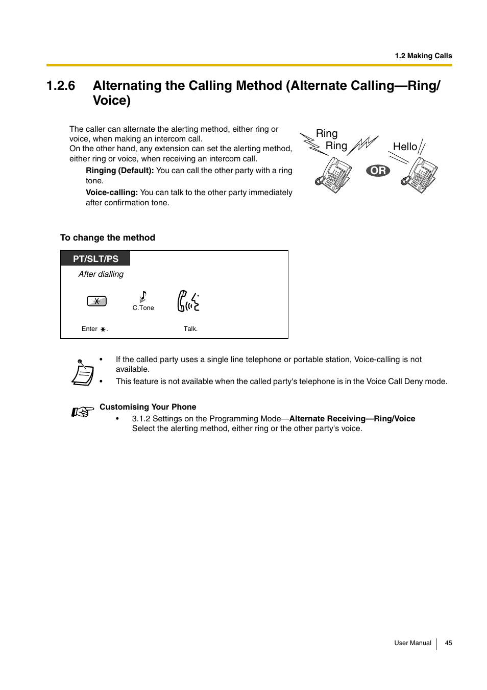 Ring, Ring hello or | Panasonic HYBRID IP-PBX KX-TDA30 User Manual | Page 45 / 232