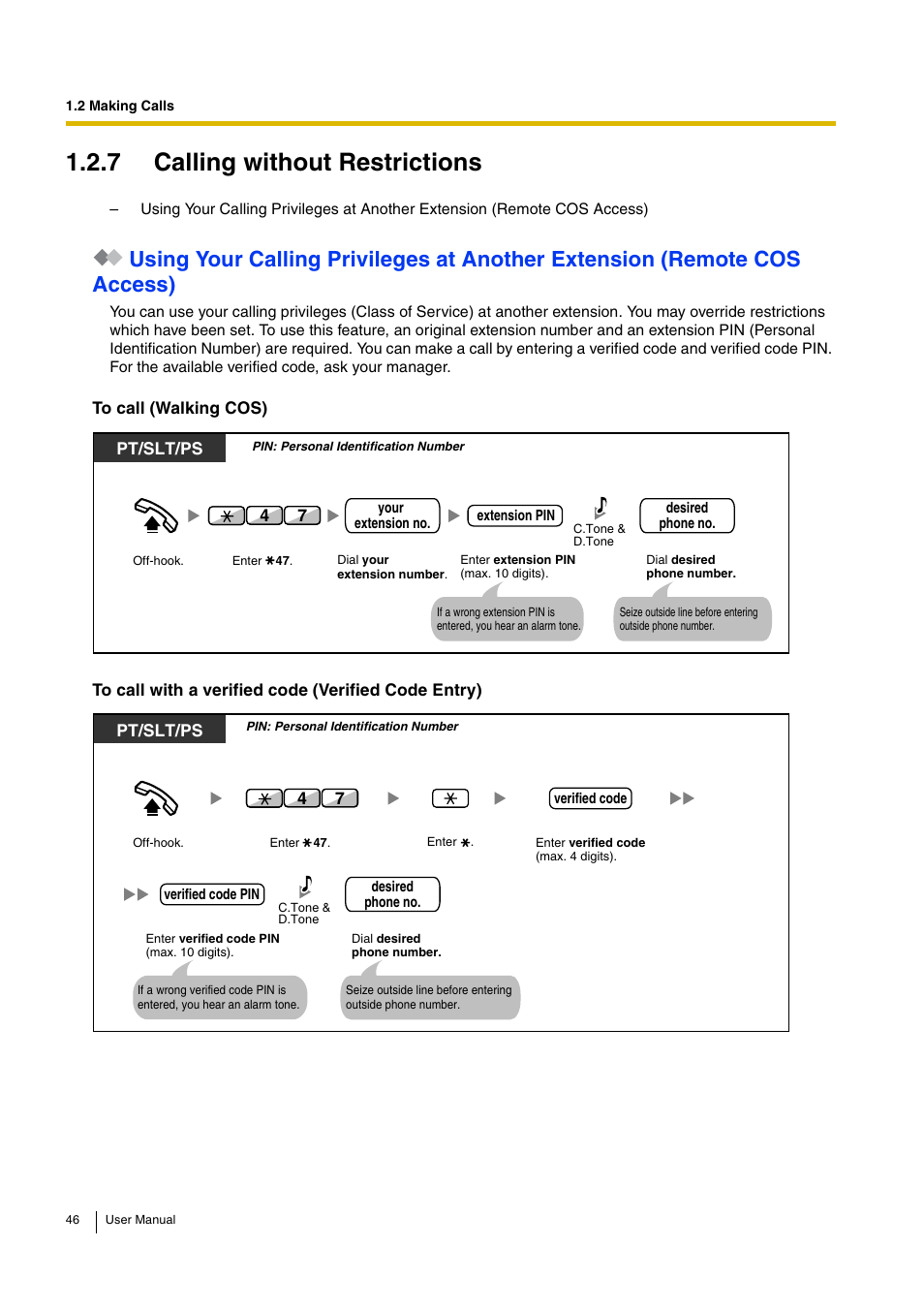 7 calling without restrictions | Panasonic HYBRID IP-PBX KX-TDA30 User Manual | Page 46 / 232