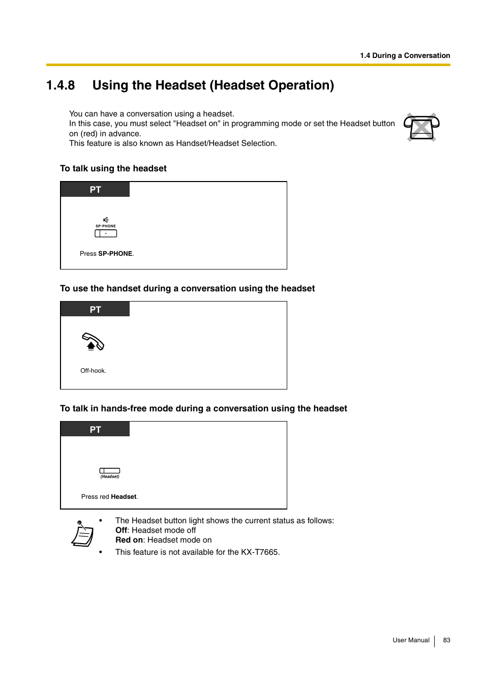 8 using the headset (headset operation) | Panasonic HYBRID IP-PBX KX-TDA30 User Manual | Page 83 / 232