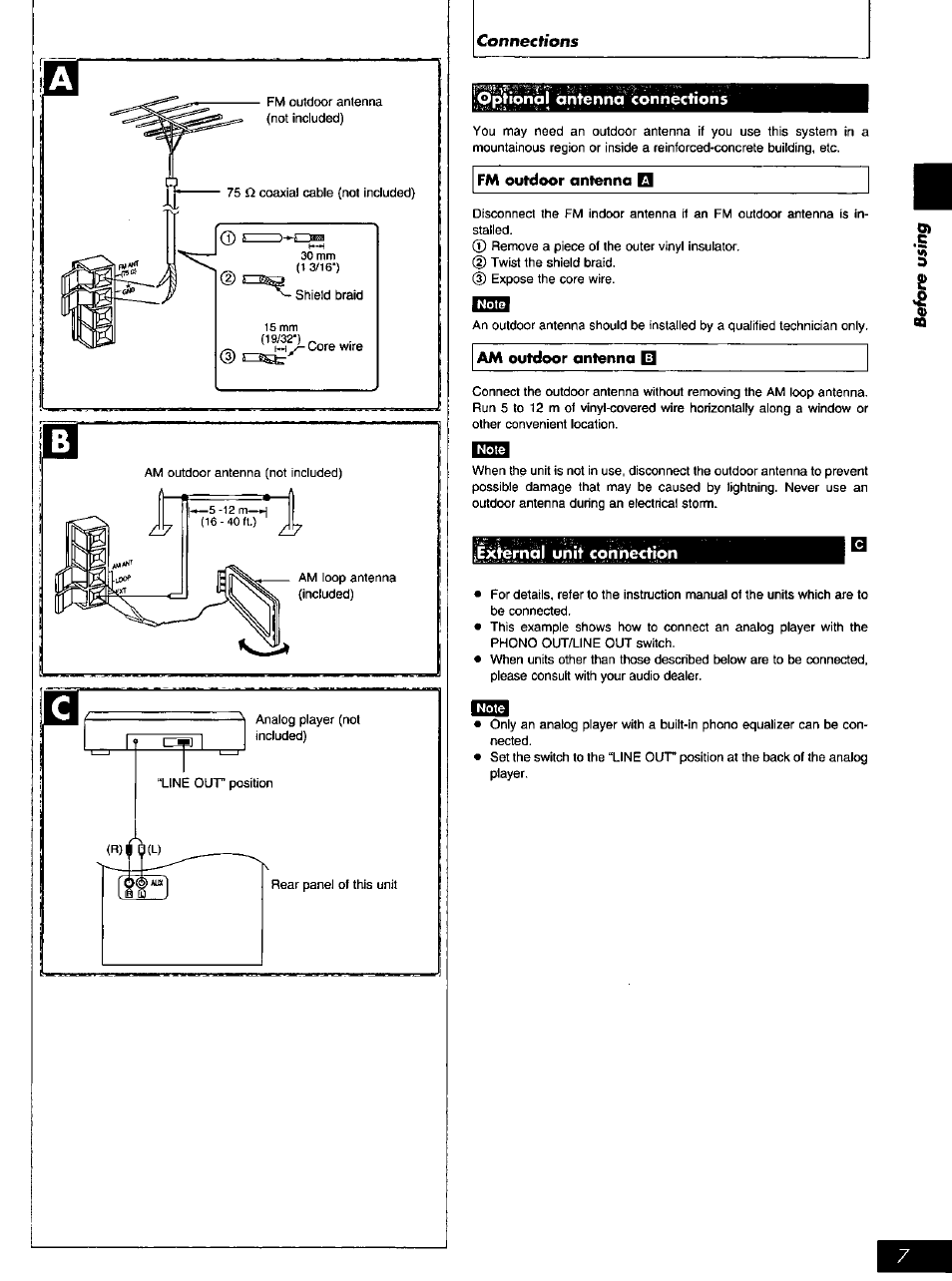 Connections | Panasonic SC-AK27 User Manual | Page 7 / 36