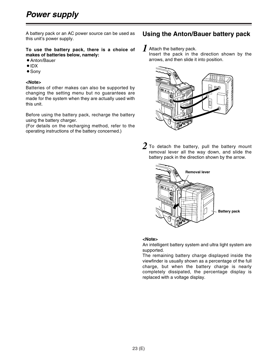 Power supply | Panasonic AJ-HDC27FE User Manual | Page 23 / 136