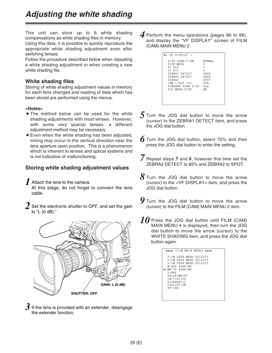 Adjusting the white shading | Panasonic AJ-HDC27FE User Manual | Page 29 / 136