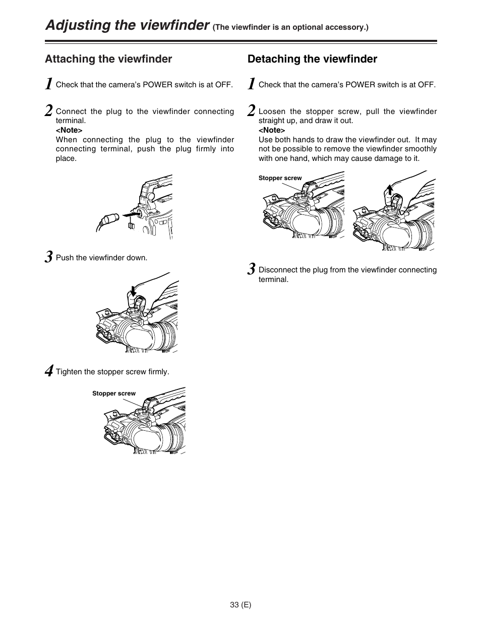 Adjusting the viewfinder | Panasonic AJ-HDC27FE User Manual | Page 33 / 136