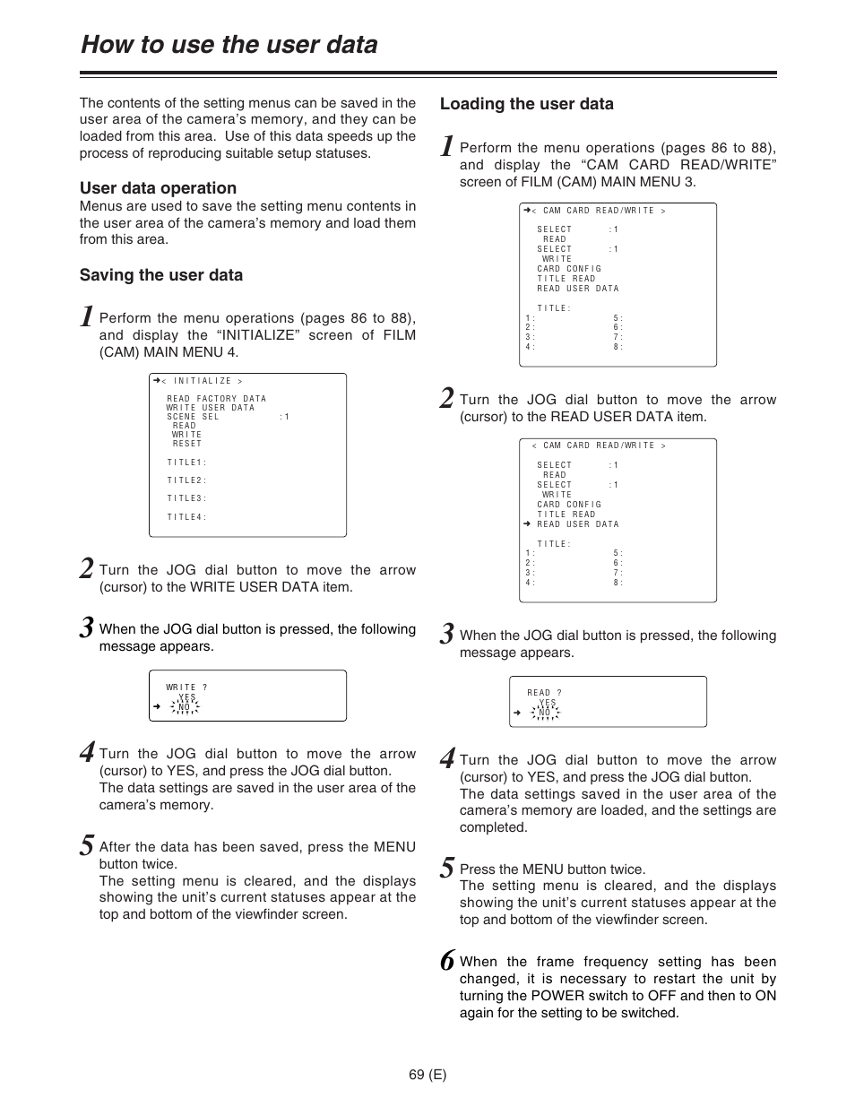 How to use the user data | Panasonic AJ-HDC27FE User Manual | Page 69 / 136