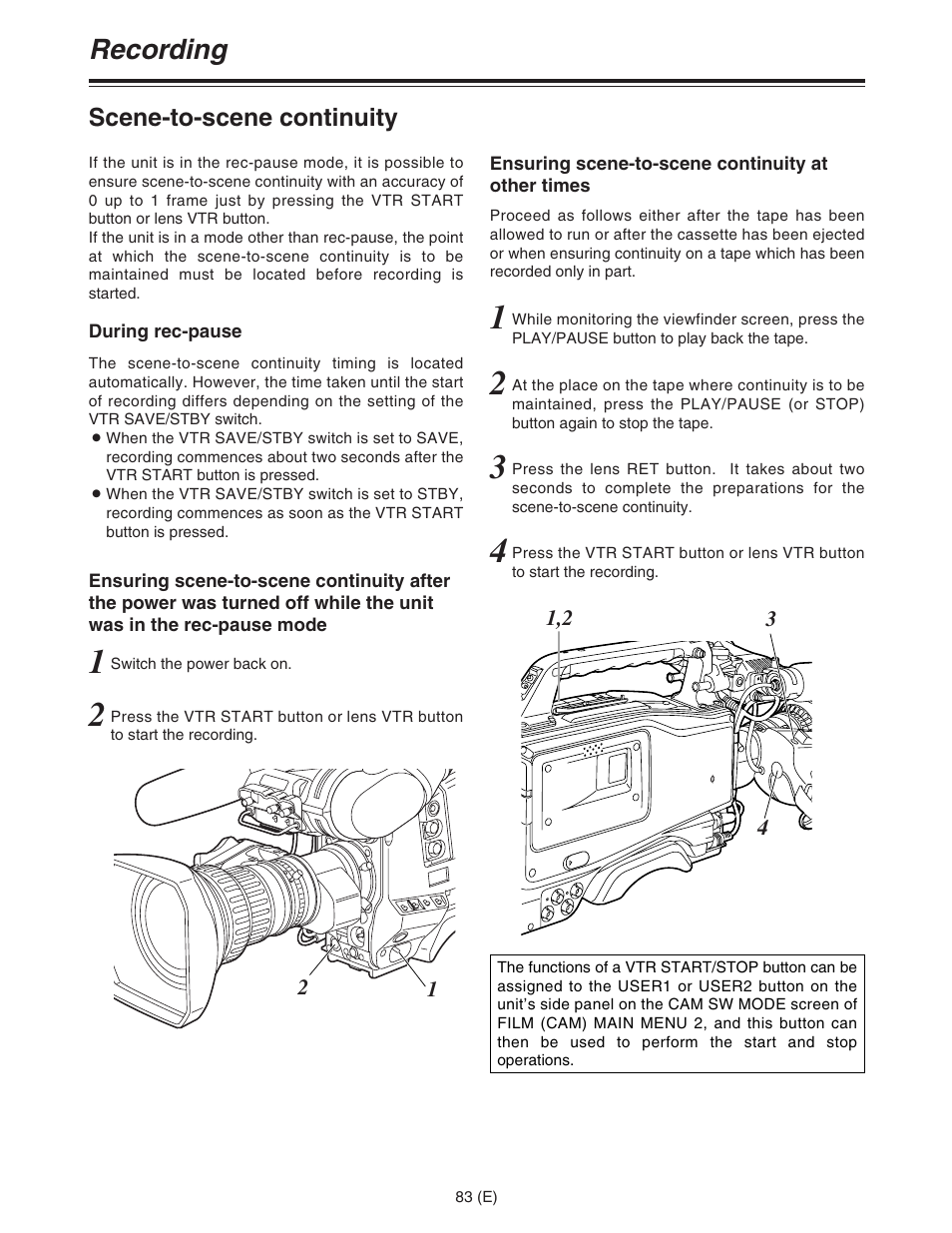 Recording | Panasonic AJ-HDC27FE User Manual | Page 83 / 136