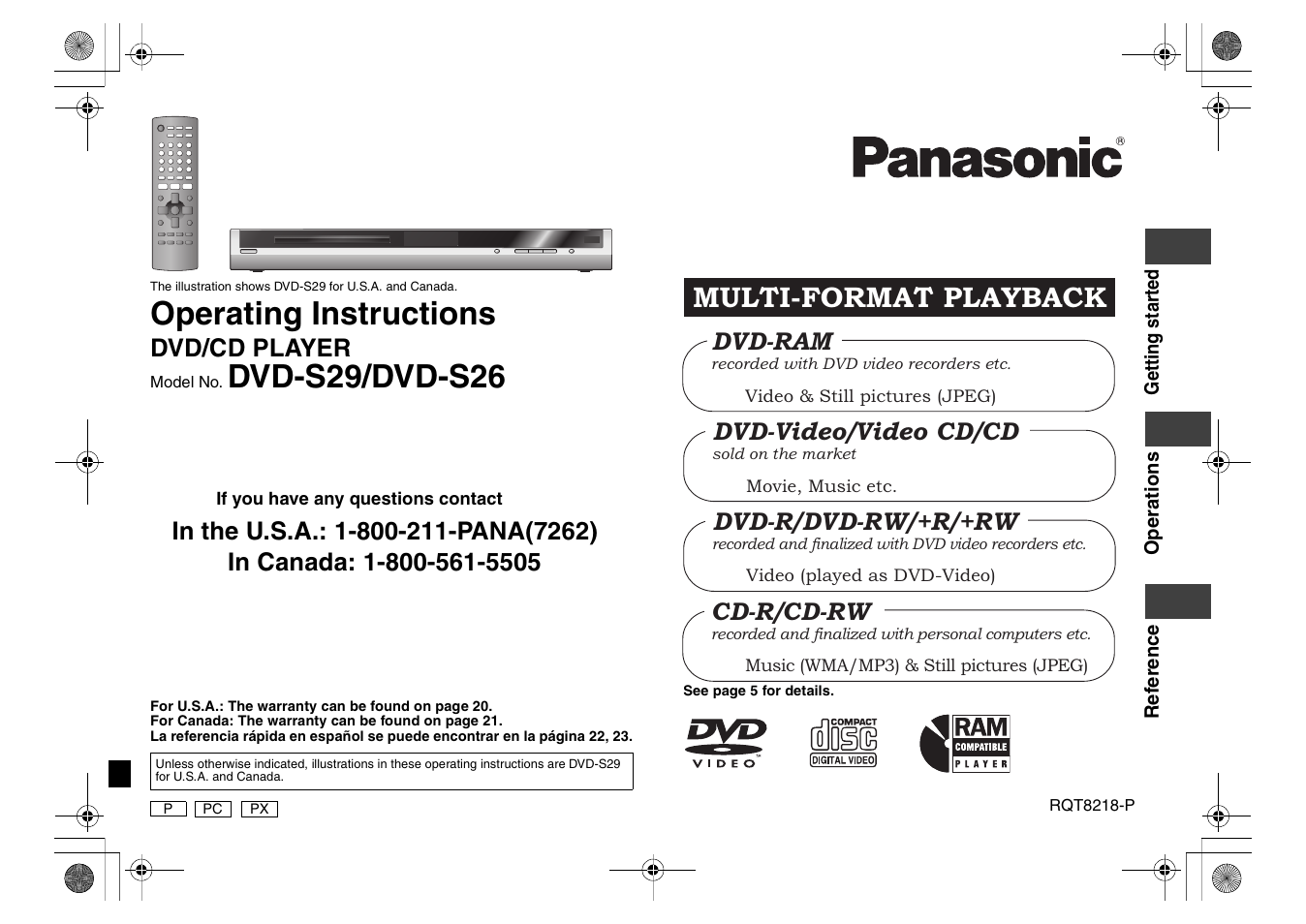 Panasonic RQT8218-P User Manual | 24 pages