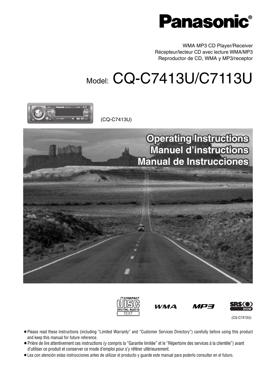 Panasonic CQ-C7413U User Manual | 114 pages