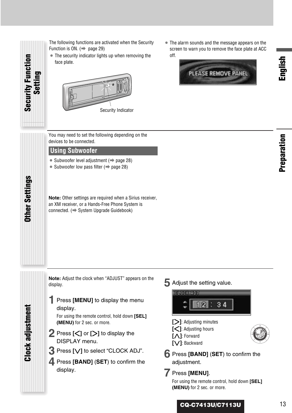 English | Panasonic CQ-C7413U User Manual | Page 13 / 114