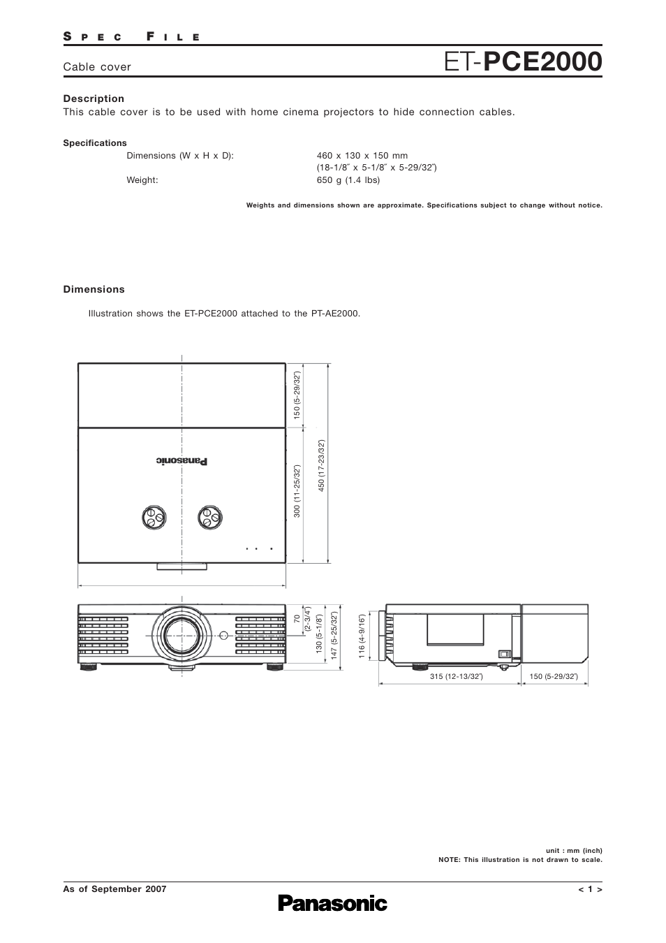 Panasonic ET-PCE2000 User Manual | 1 page