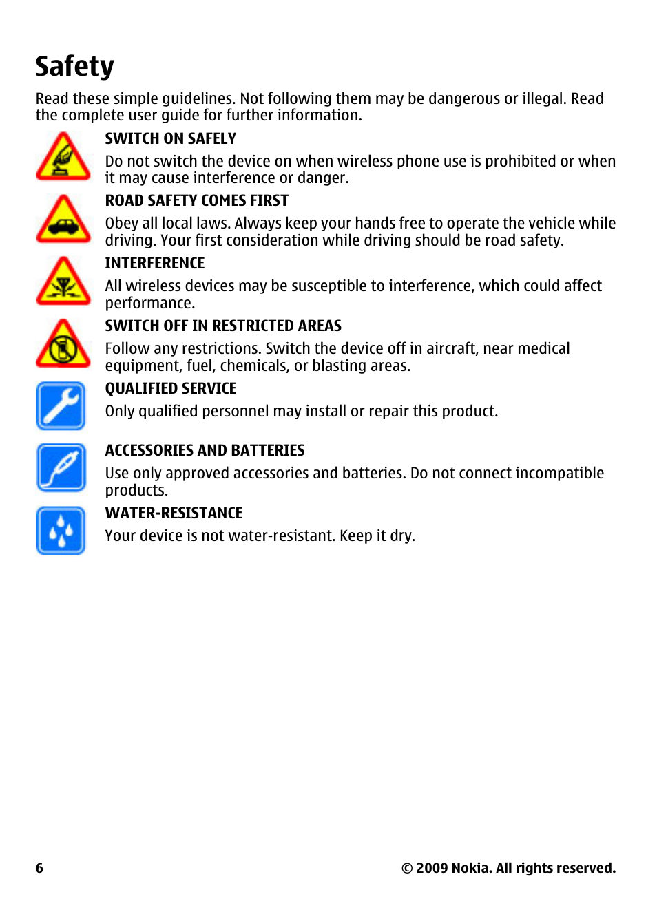 Safety | Nokia 2700 Classic User Manual | Page 6 / 37