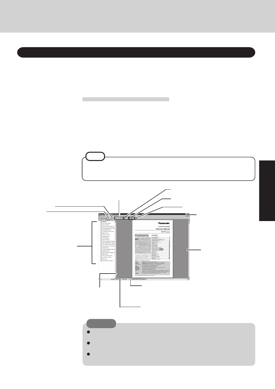 Run the reference manual, About the "reference manual | Panasonic CF-47 User Manual | Page 19 / 36