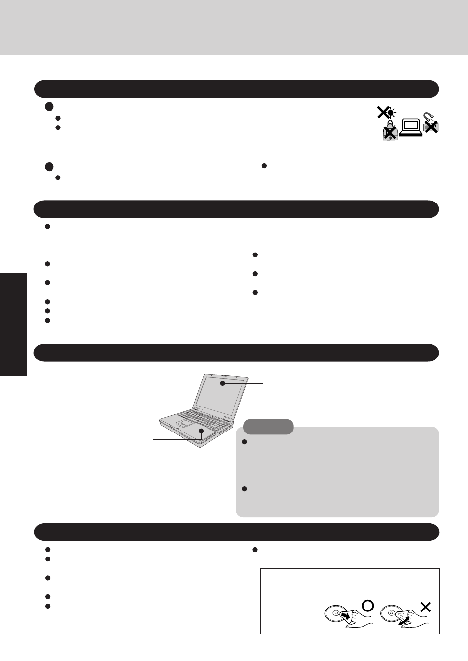 Handling and maintenance, Usage environment, Maintenance | Handling, Cd-rom | Panasonic CF-47 User Manual | Page 20 / 36