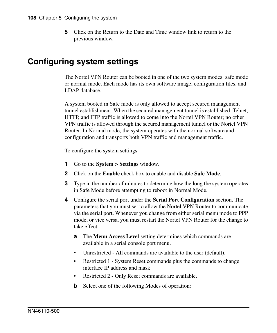 Configuring system settings | Panasonic 7 User Manual | Page 108 / 178